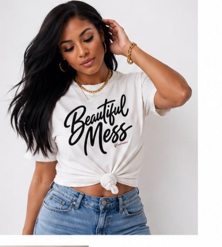 Beautiful Mess - White Unisex Graphic Tee