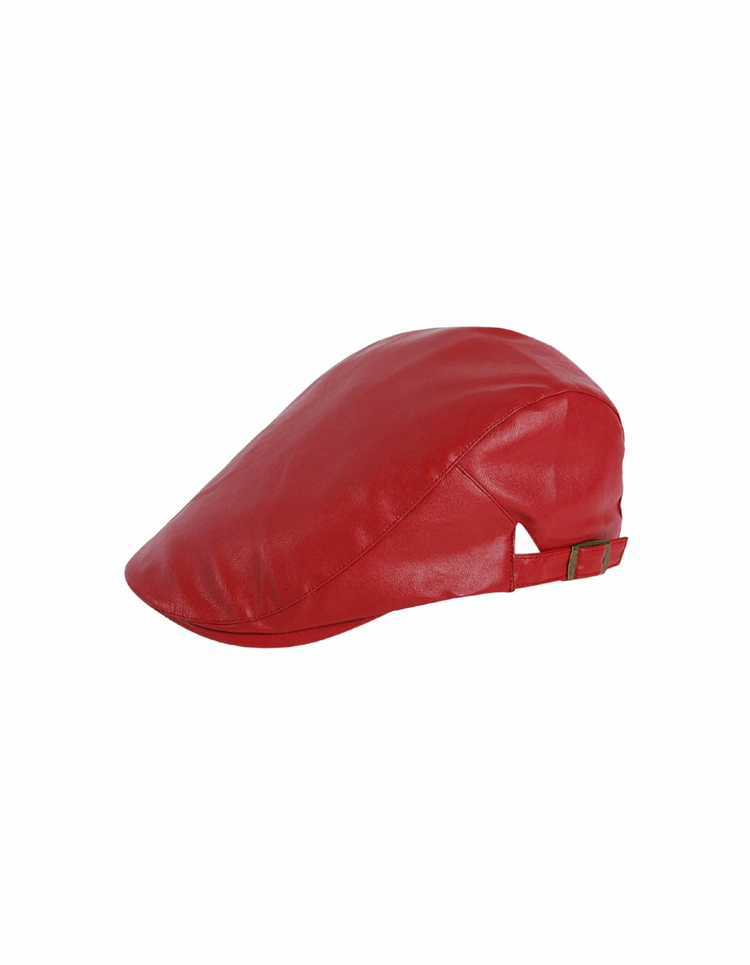 Red Vegan Leather Cap