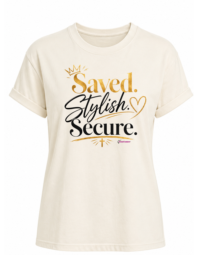 Saved. Stylish. Secure. Graphic T-shirt