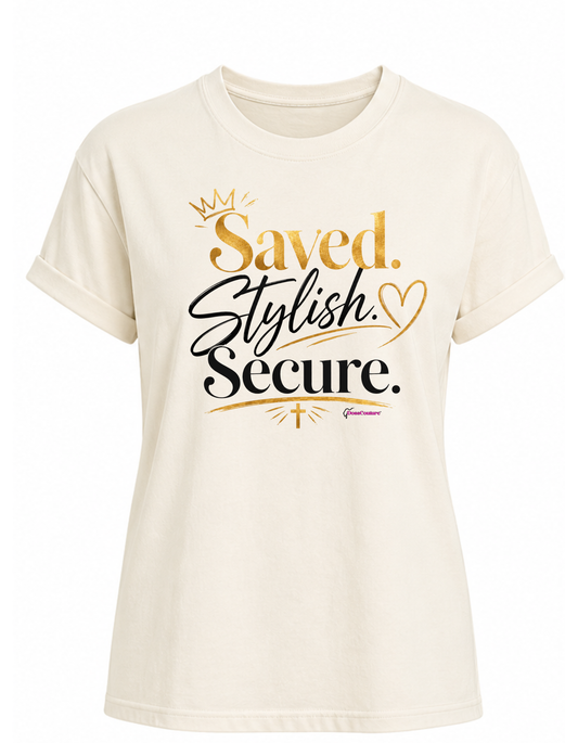 Saved. Stylish. Secure. Graphic T-shirt