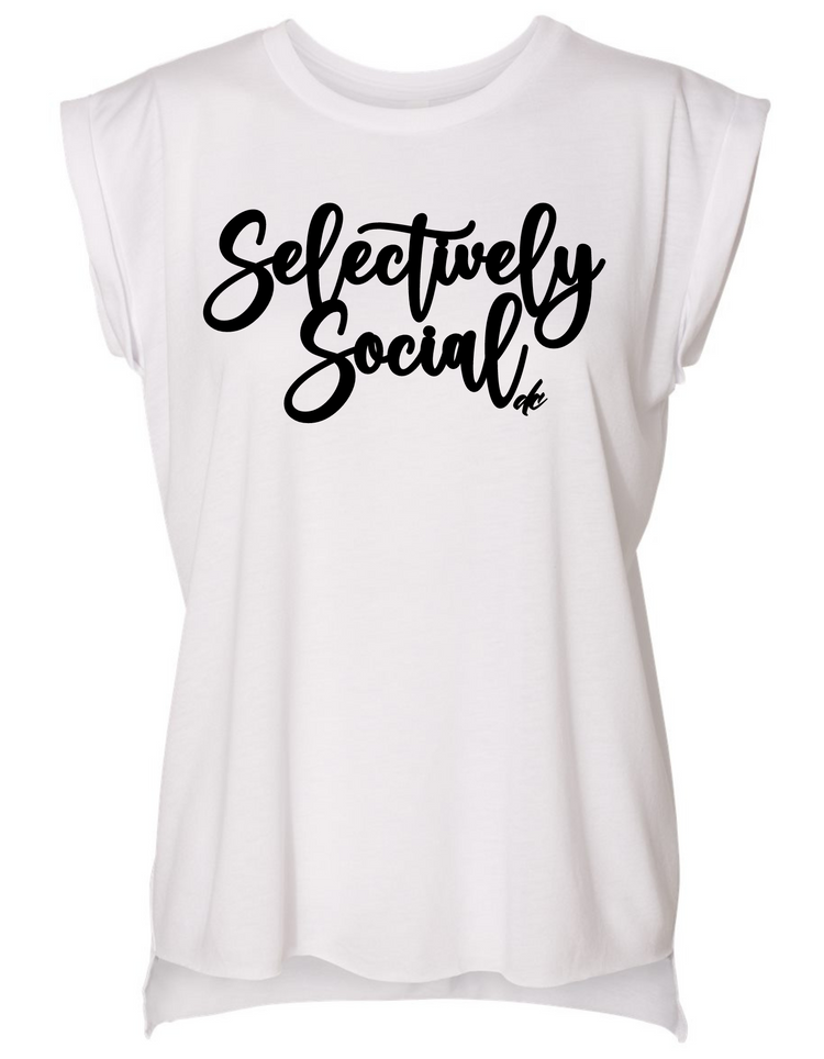 Selectively Social Flowy Tee White